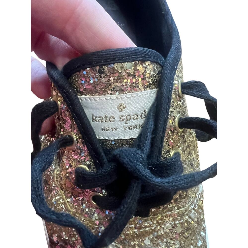 Kate Spade x Keds Champion Gold Glitter Sneakers Black Trim | Size 7 - Picture 7 of 10